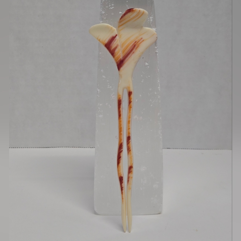 Elegant Cream & Brown Hair Fork - Women Accessories Hair Accessories